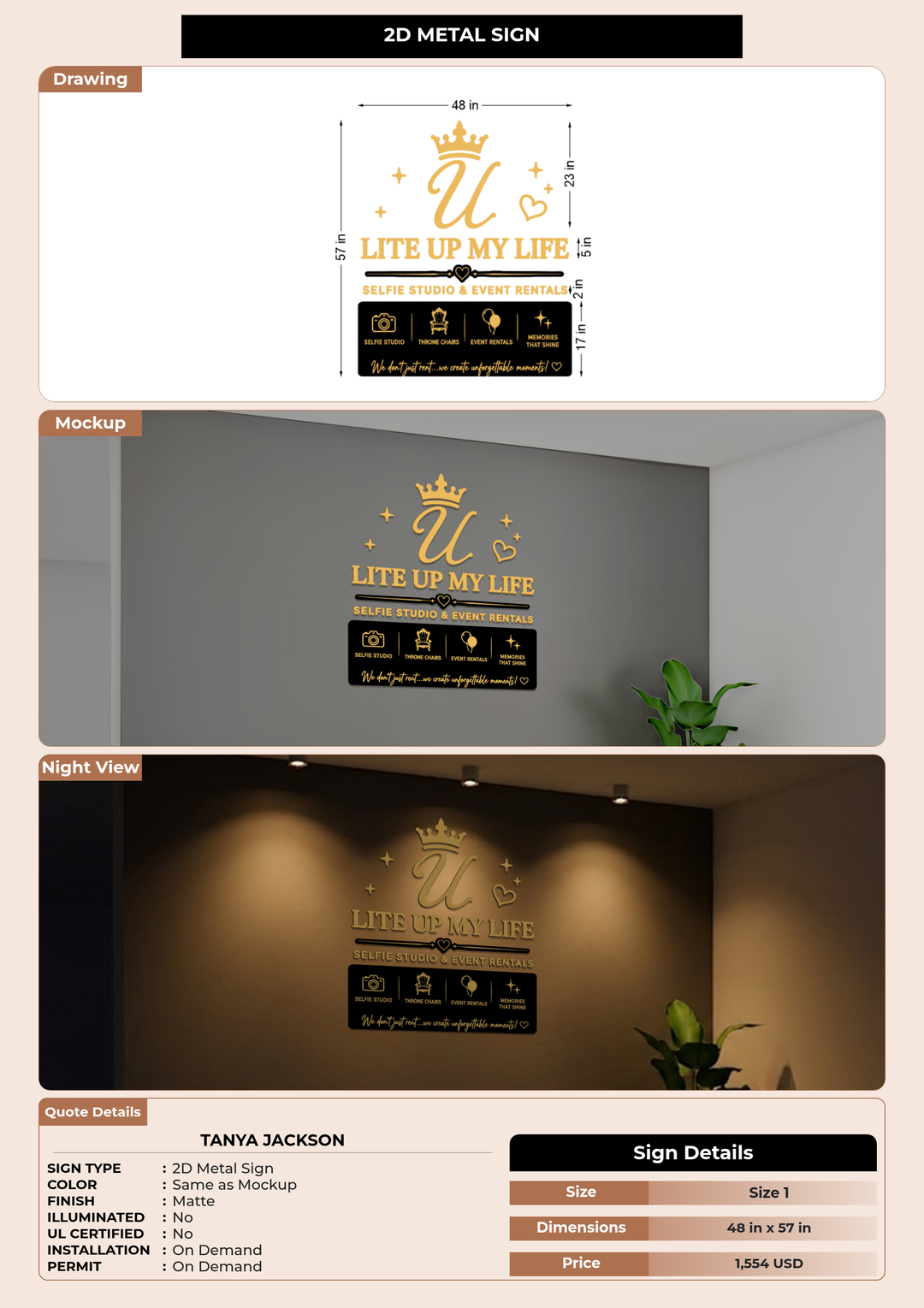 CUSTOM MOCKUP SIGN FOR Tanya Jackson