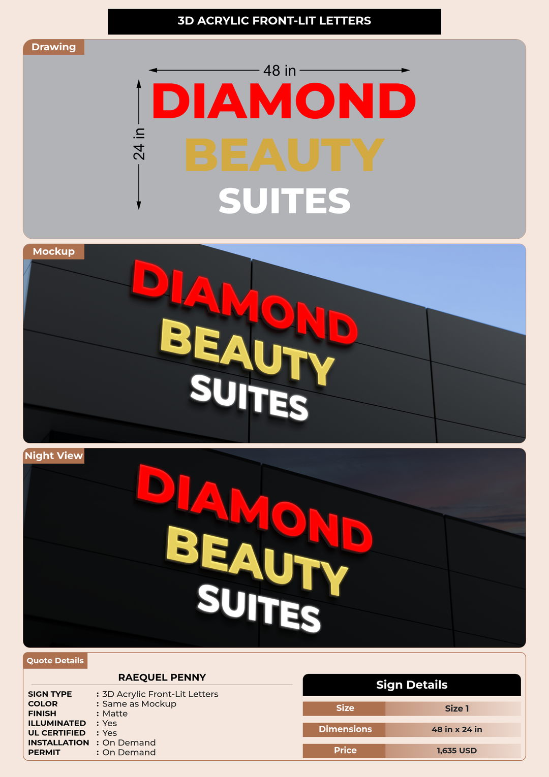 CUSTOM MOCKUP SIGN FOR Raequel Penny
