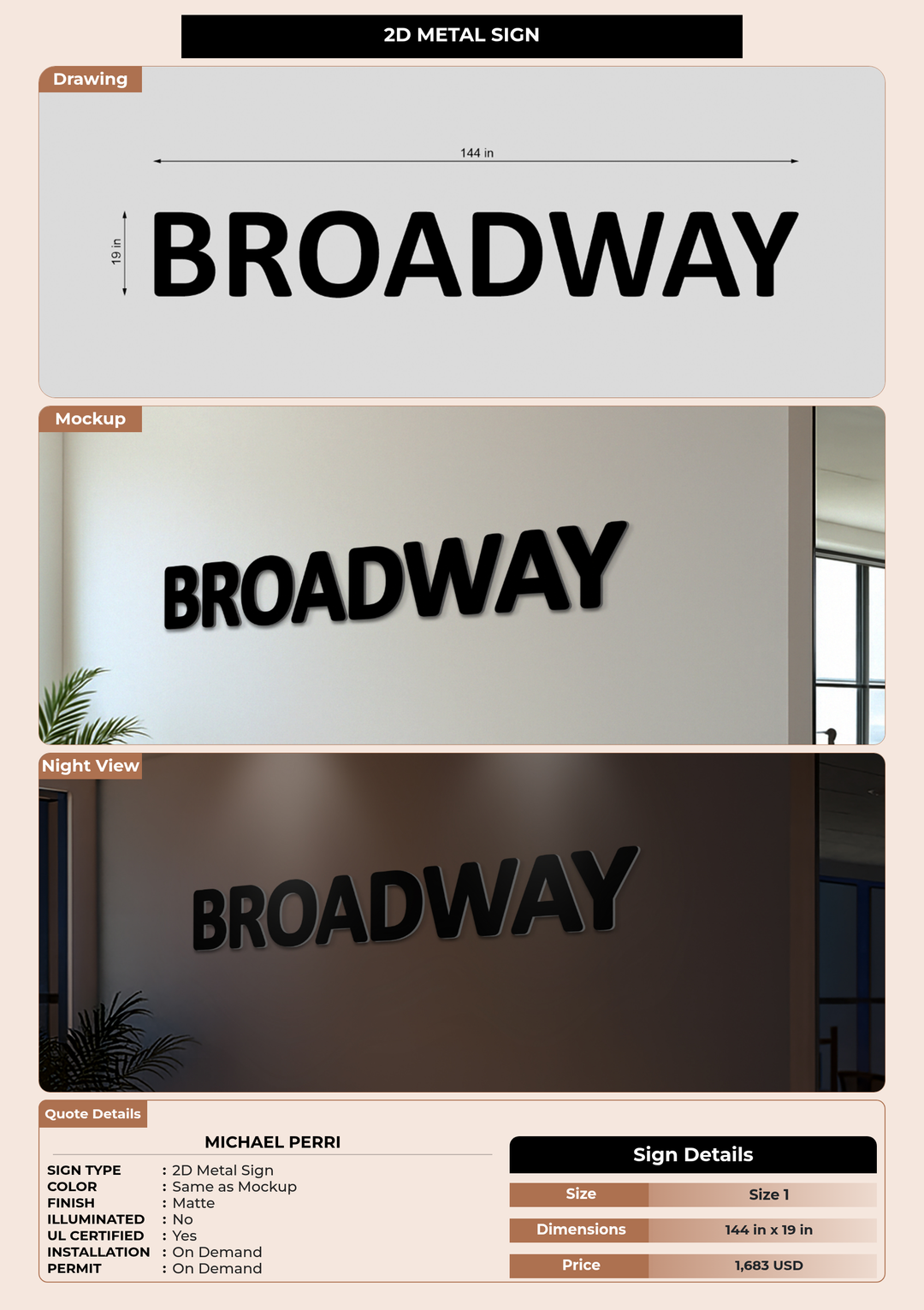 CUSTOM MOCKUP SIGN FOR Michael Perri