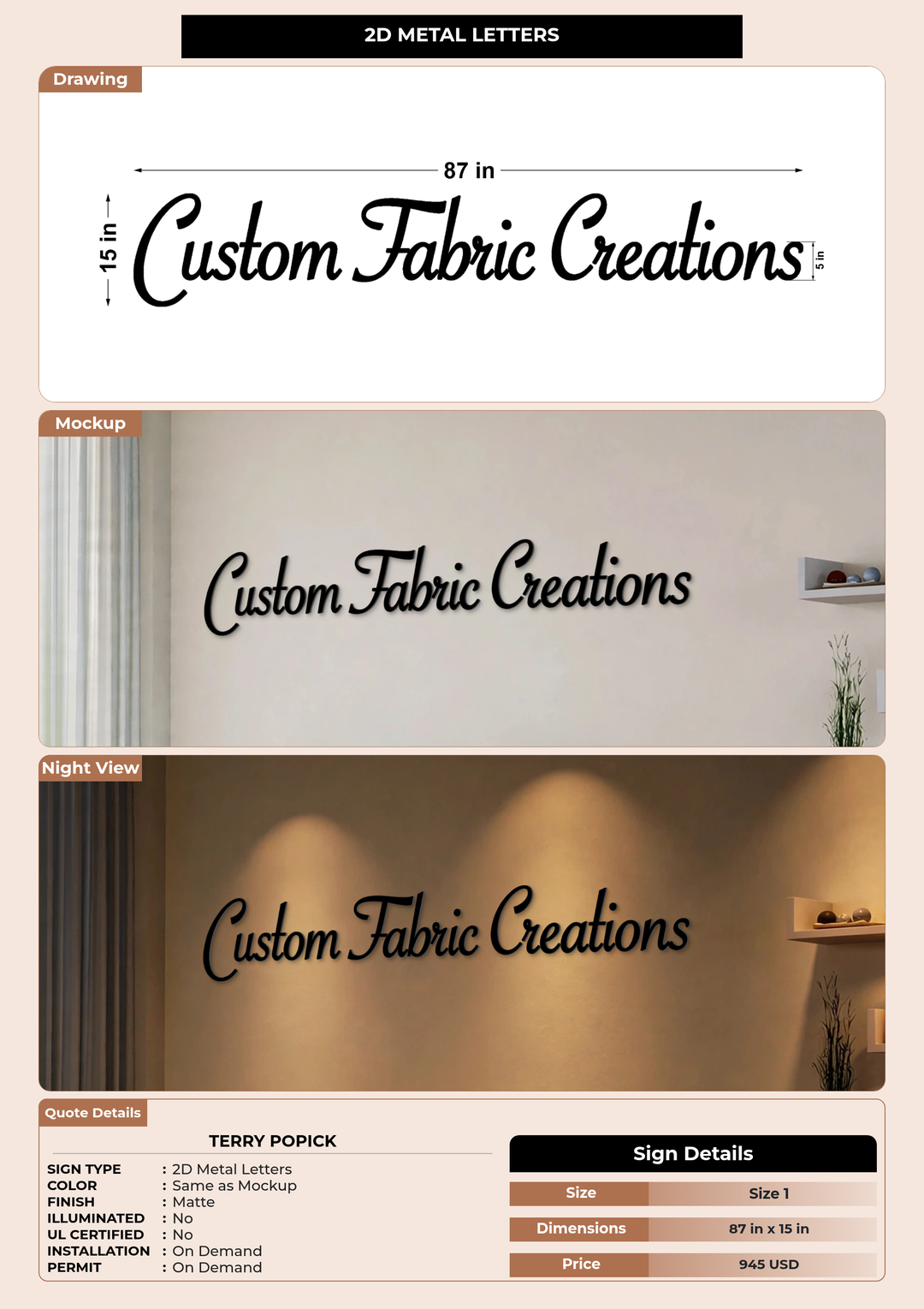 CUSTOM MOCKUP SIGN FOR Terry popick