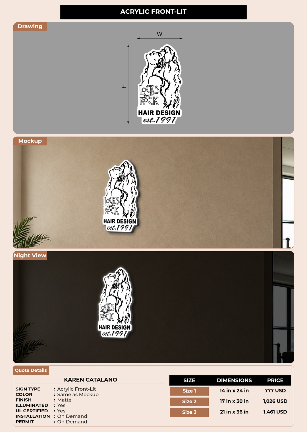 CUSTOM MOCKUP SIGN FOR Karen catalano