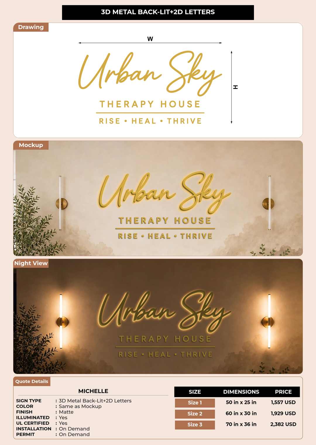 CUSTOM MOCKUP SIGN FOR Michelle