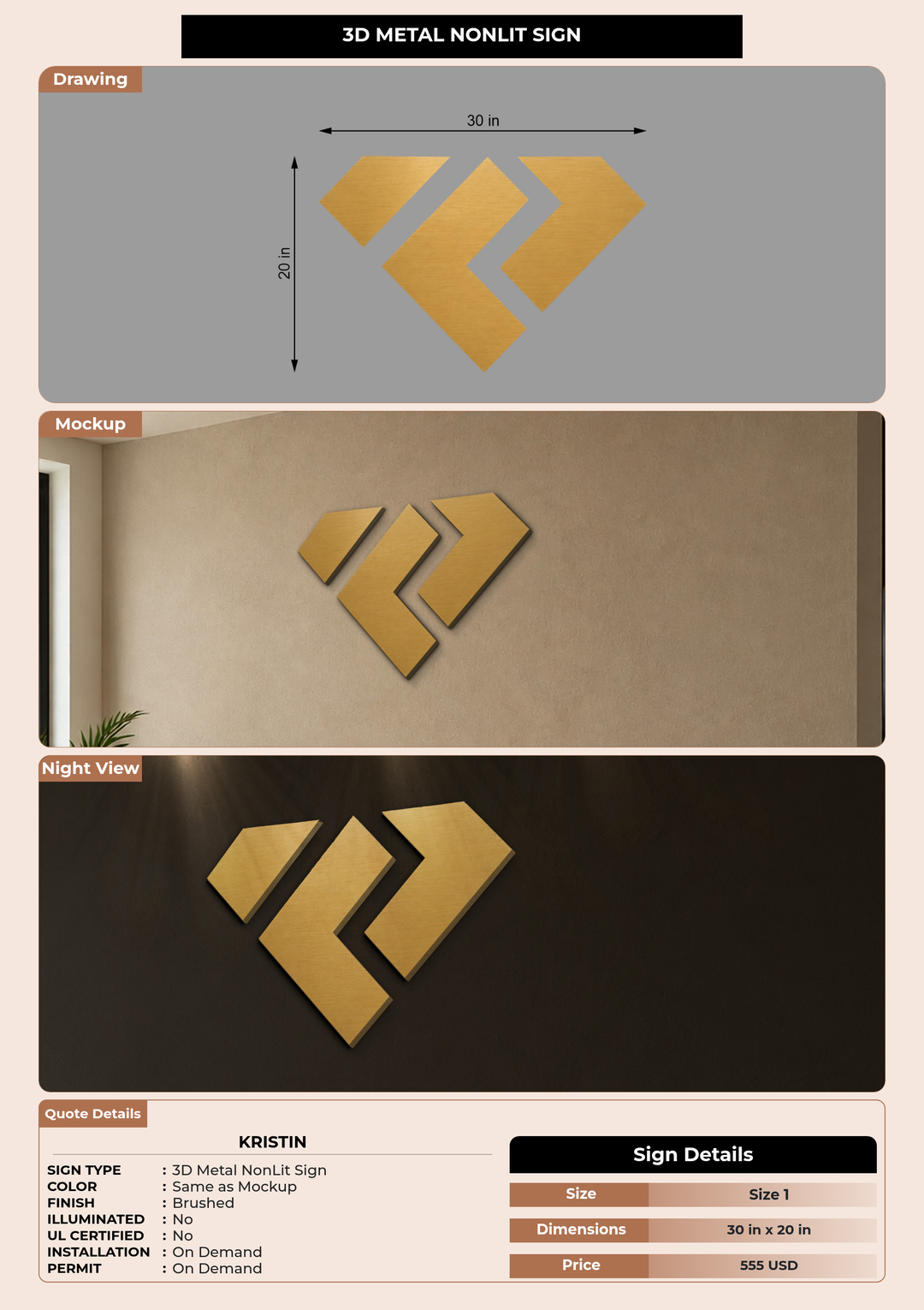 CUSTOM MOCKUP SIGN FOR Kristin