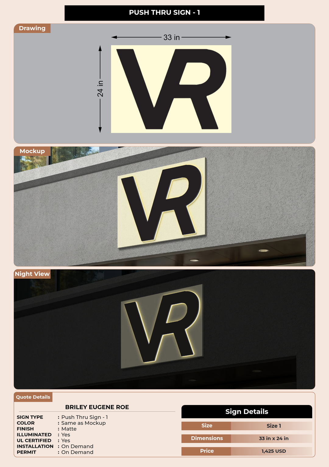 CUSTOM MOCKUP SIGN FOR Briley Eugene Roe