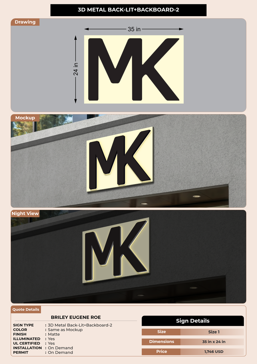 CUSTOM MOCKUP SIGN FOR Briley Eugene Roe