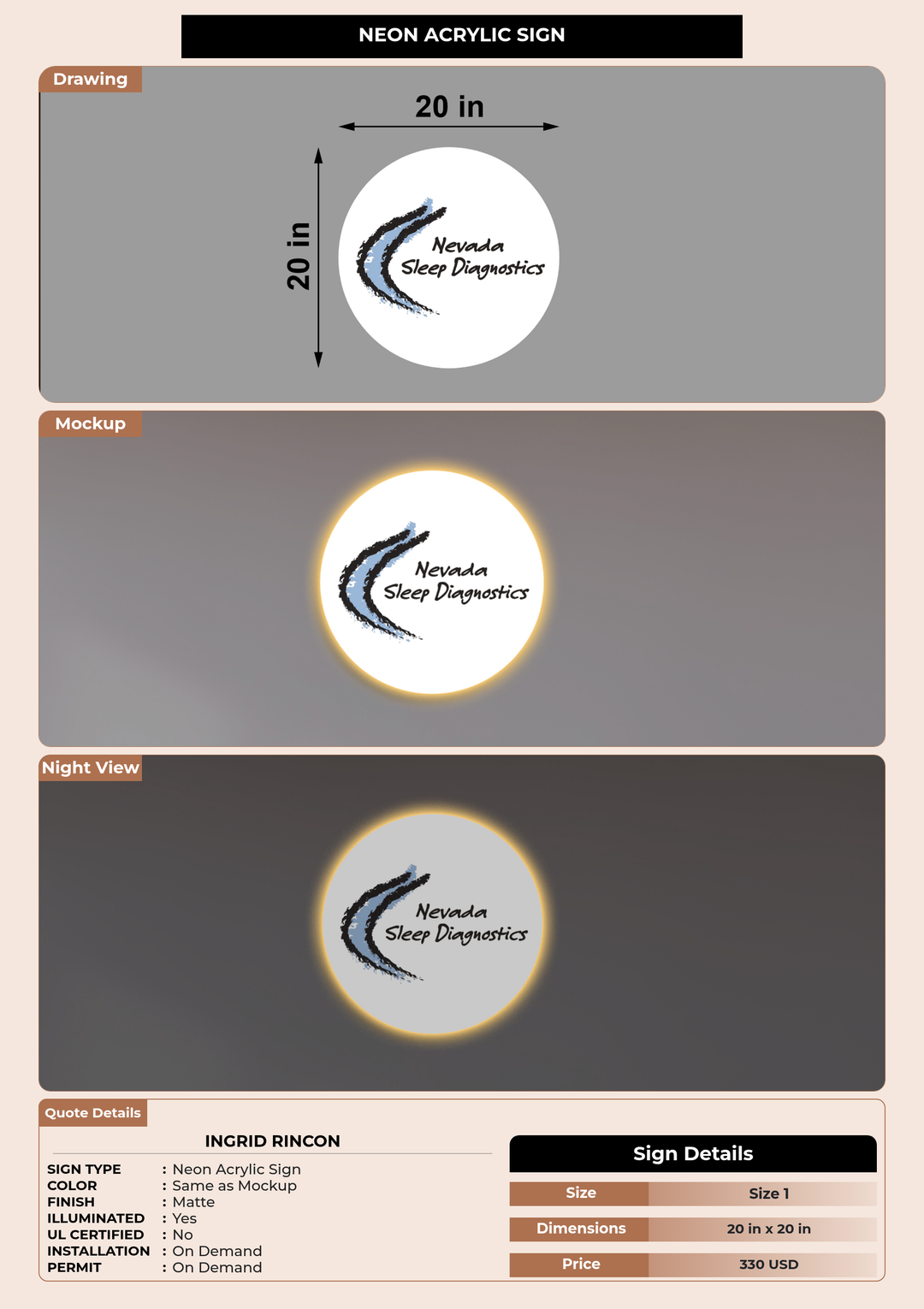 CUSTOM MOCKUP SIGN FOR INGRID RINCON