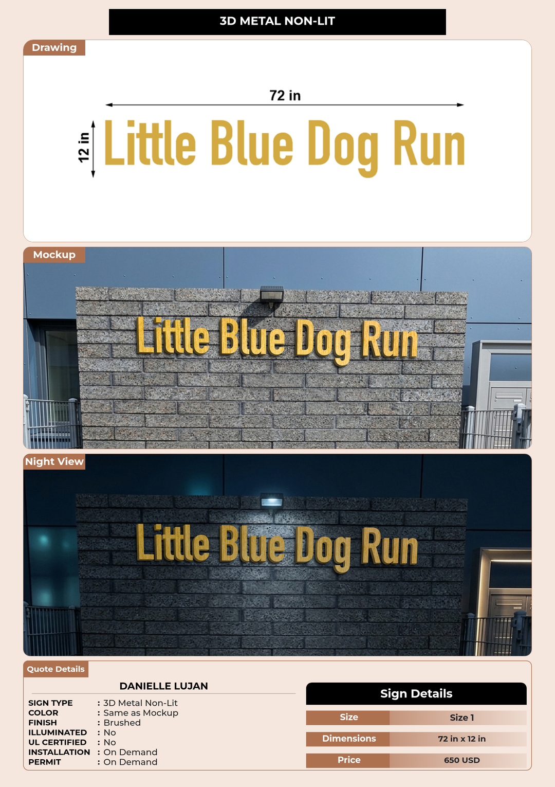 CUSTOM MOCKUP SIGN FOR Danielle Lujan