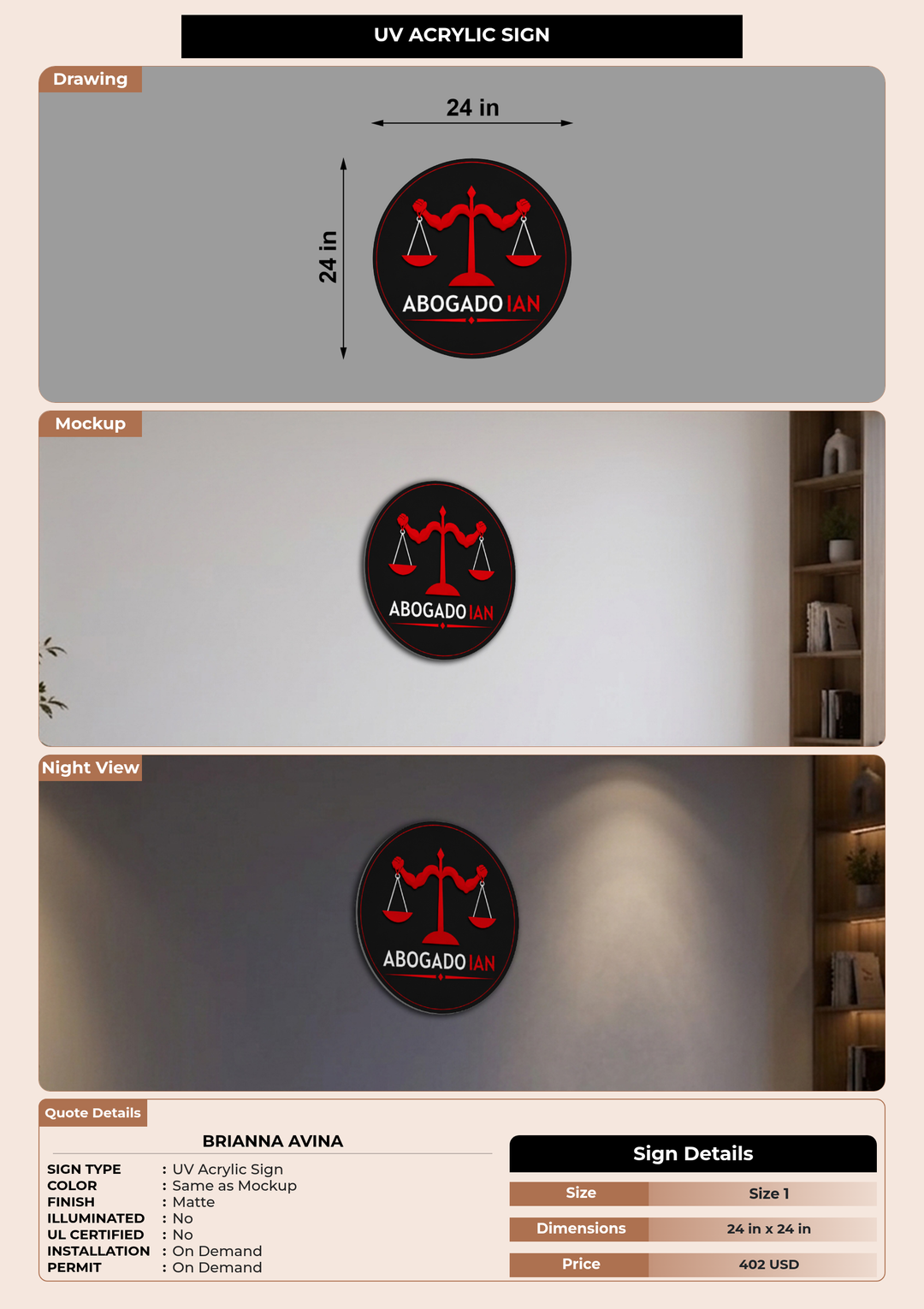 CUSTOM MOCKUP SIGN FOR Brianna Avina