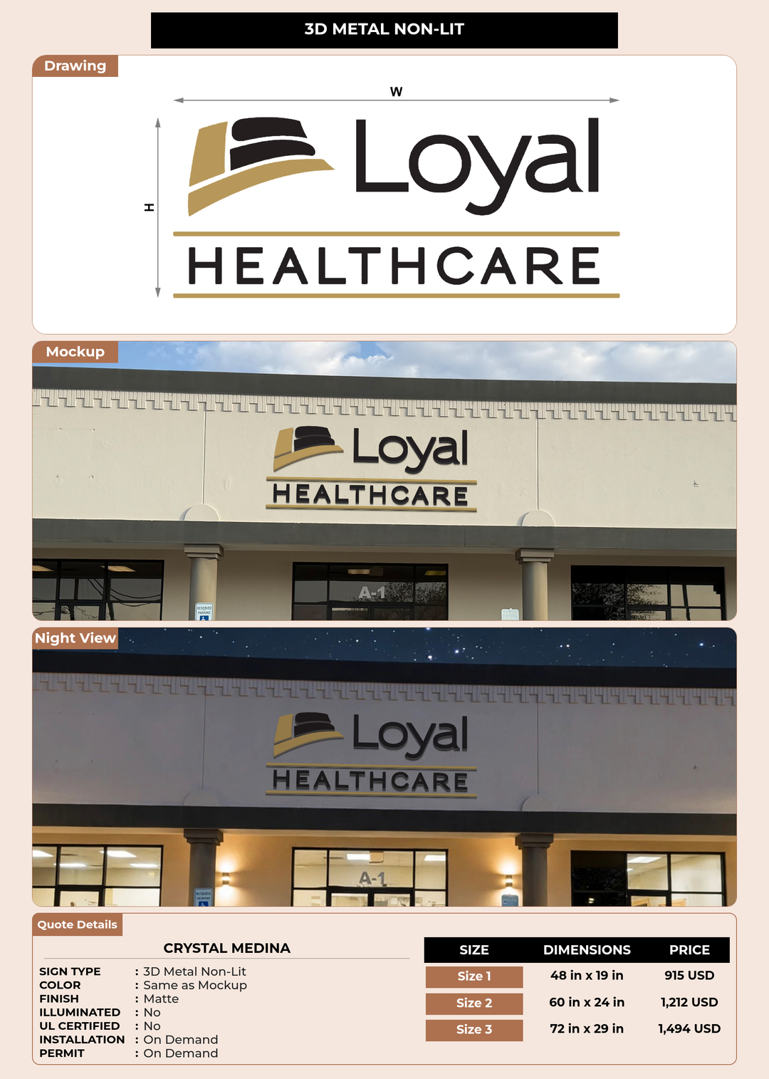 CUSTOM MOCKUP SIGN FOR Crystal Medina