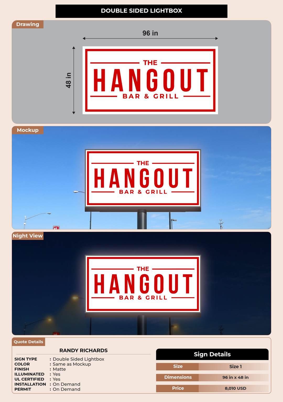 CUSTOM MOCKUP SIGN FOR Randy Richards