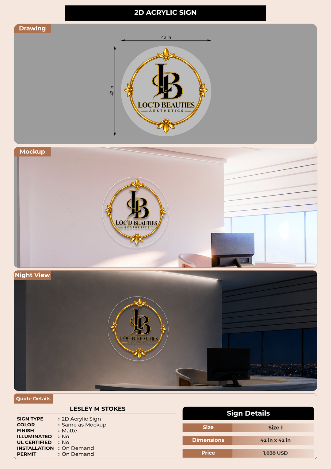 CUSTOM MOCKUP SIGN FOR Lesley M Stokes