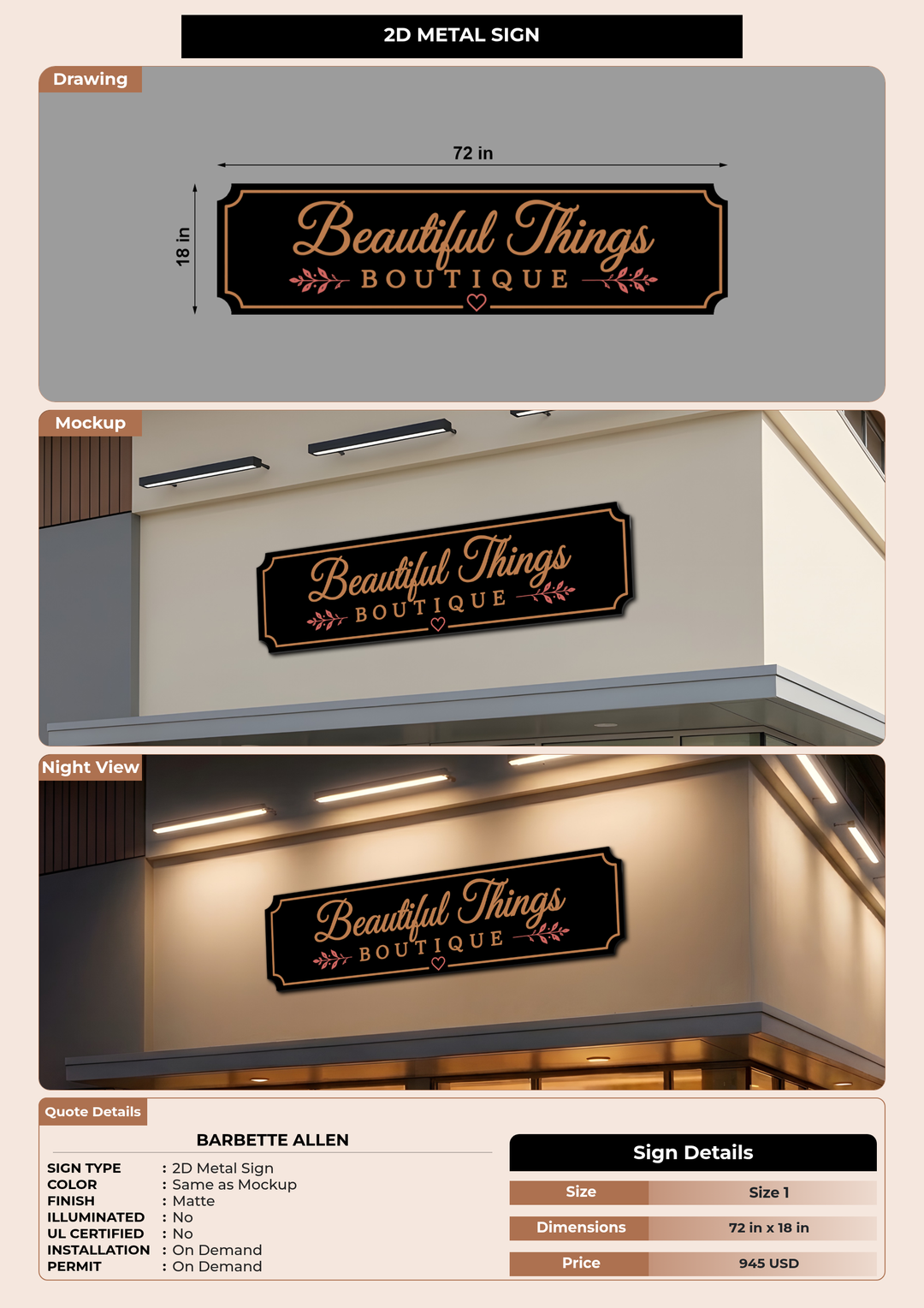 CUSTOM MOCKUP SIGN FOR Barbette Allen