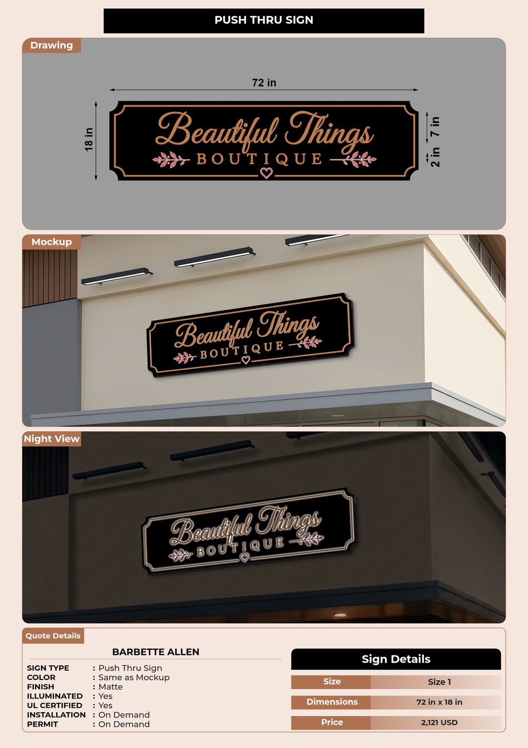 CUSTOM MOCKUP SIGN FOR Barbette Allen