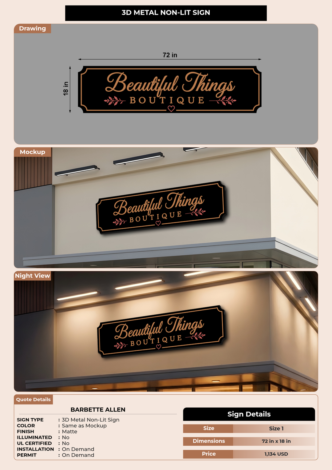CUSTOM MOCKUP SIGN FOR Barbette Allen