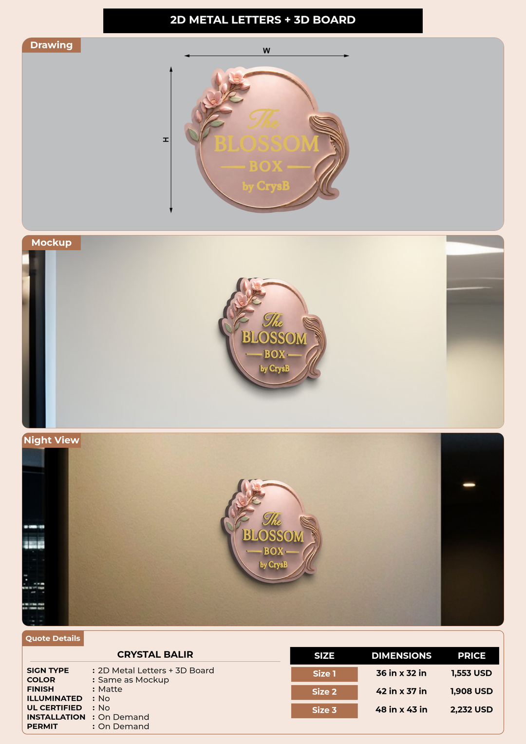 CUSTOM MOCKUP SIGN FOR Crystal Balir