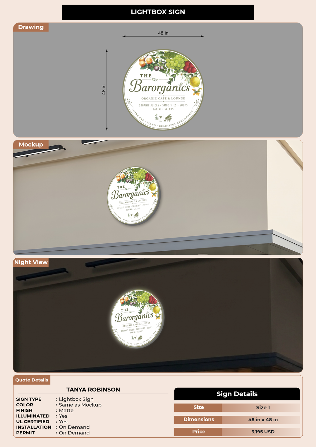 CUSTOM MOCKUP SIGN FOR Tanya Robinson