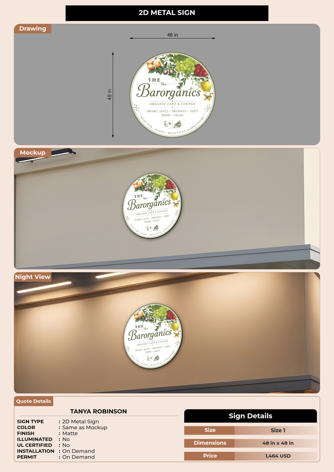 CUSTOM MOCKUP SIGN FOR Tanya Robinson