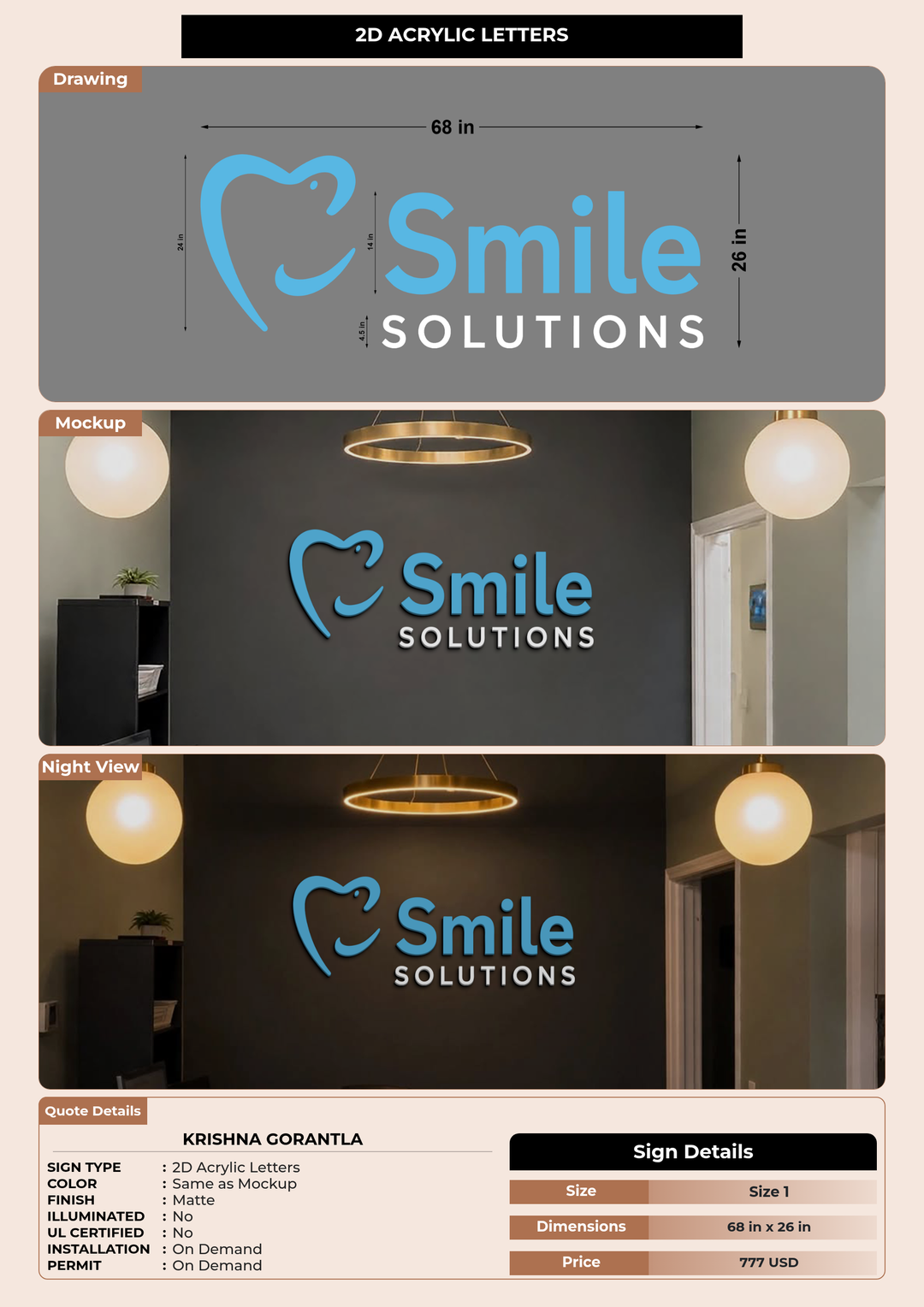 CUSTOM MOCKUP SIGN FOR Krishna Gorantla