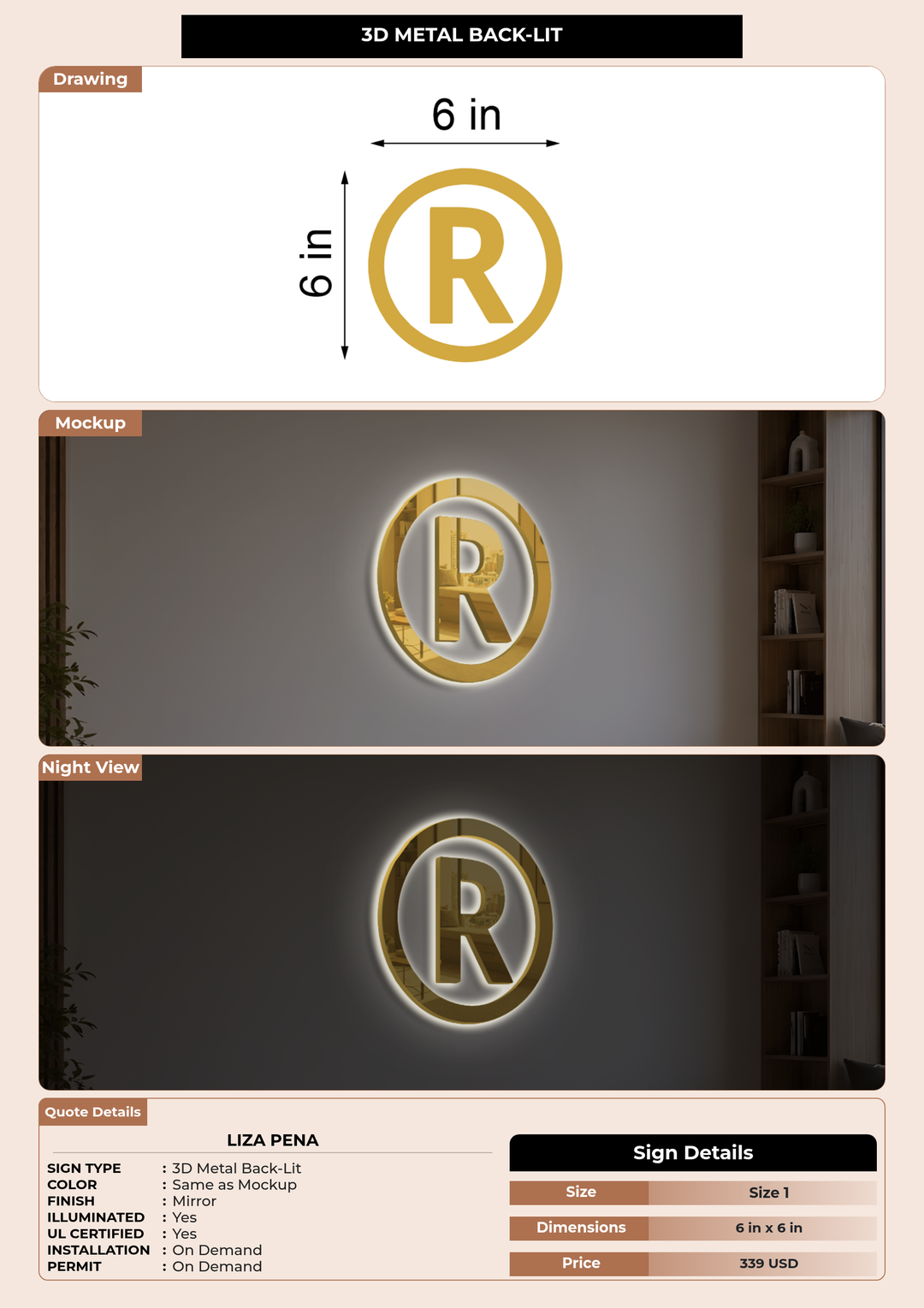 CUSTOM MOCKUP SIGN FOR Liza Pena