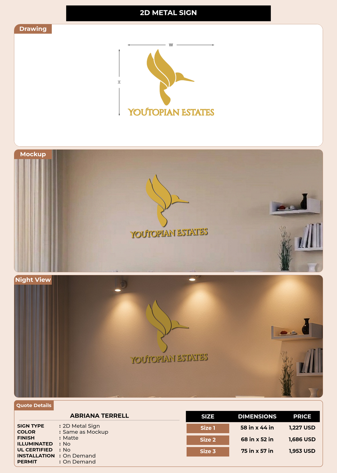 CUSTOM MOCKUP SIGN FOR Abriana Terrell