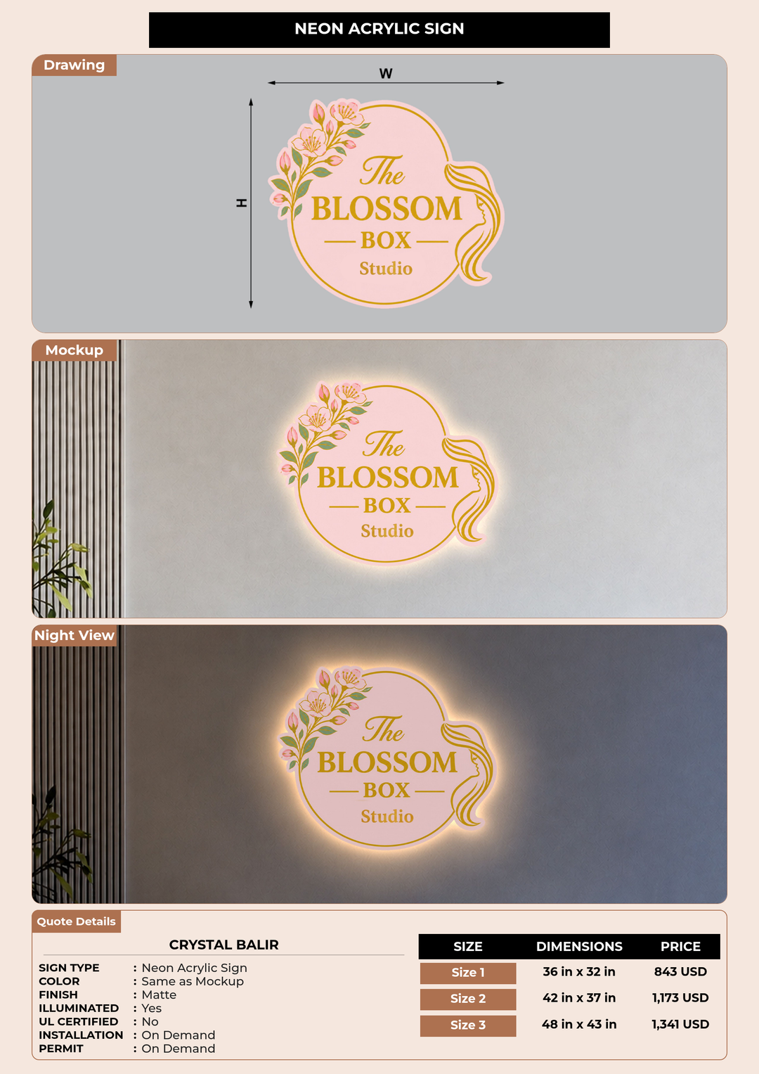 CUSTOM MOCKUP SIGN FOR Crystal Balir
