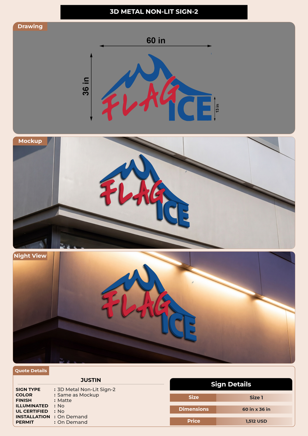 CUSTOM MOCKUP SIGN FOR Justin