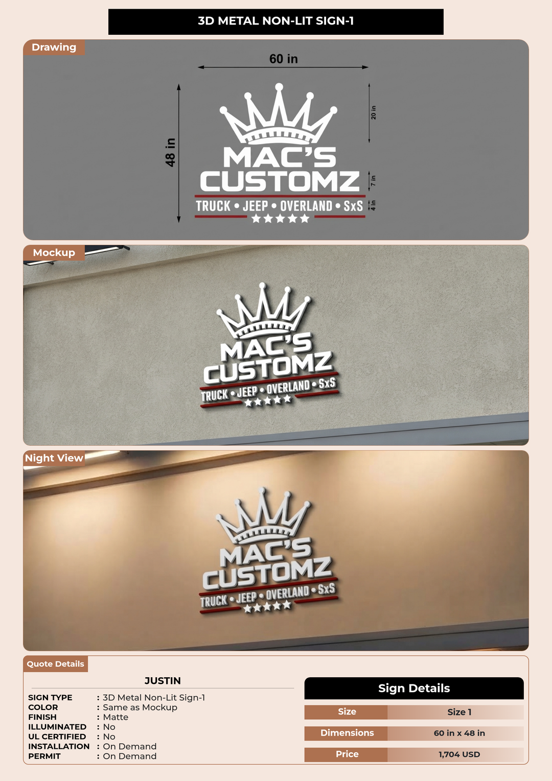 CUSTOM MOCKUP SIGN FOR Justin