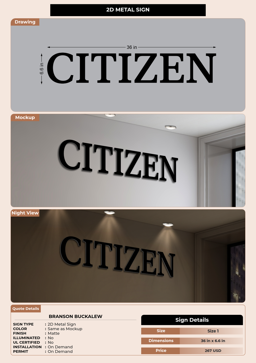 CUSTOM MOCKUP SIGN FOR Branson Buckalew
