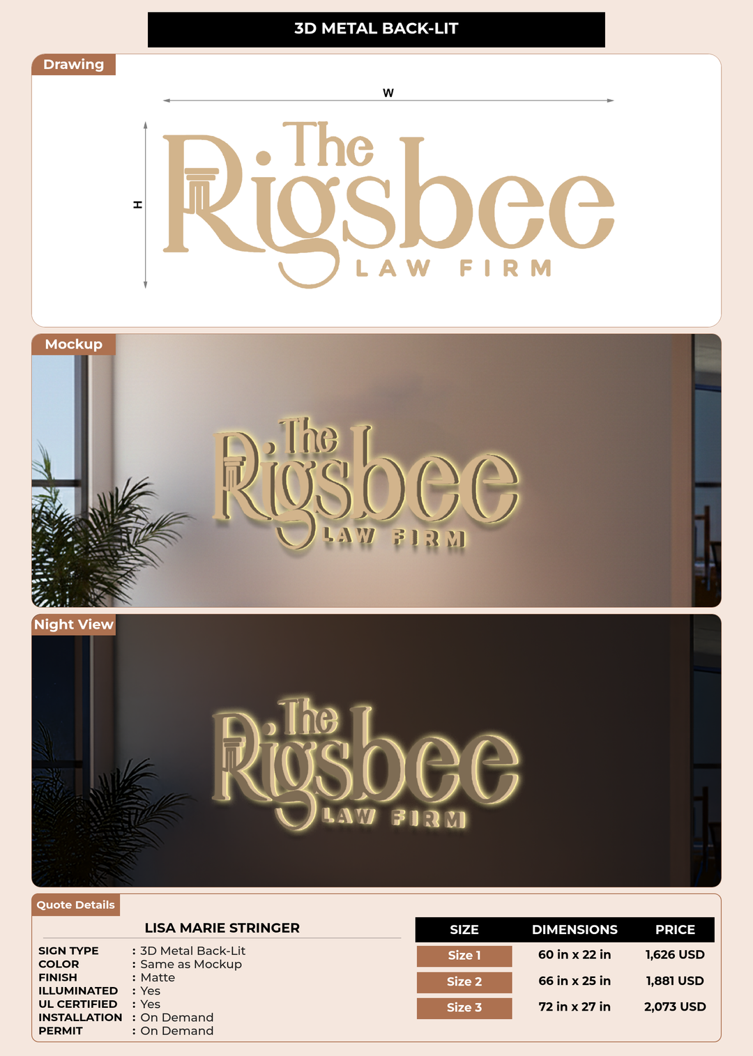 CUSTOM MOCKUP SIGN FOR Lisa Marie Stringer