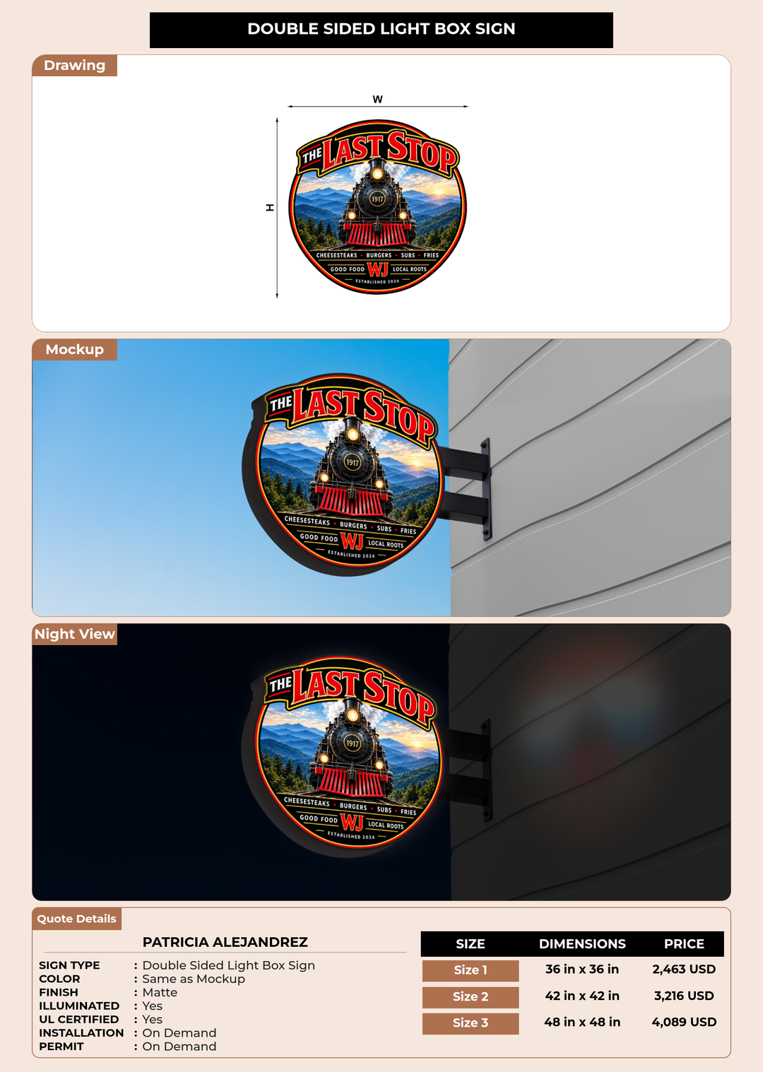 CUSTOM MOCKUP SIGN FOR PATRICIA ALEJANDREZ