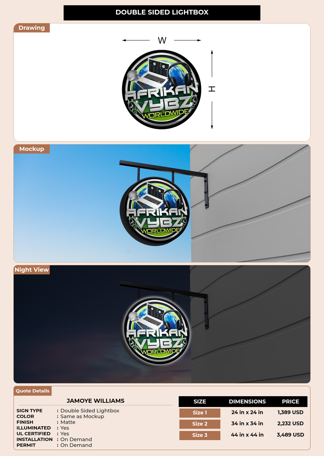 CUSTOM MOCKUP SIGN FOR JAMOYE WILLIAMS