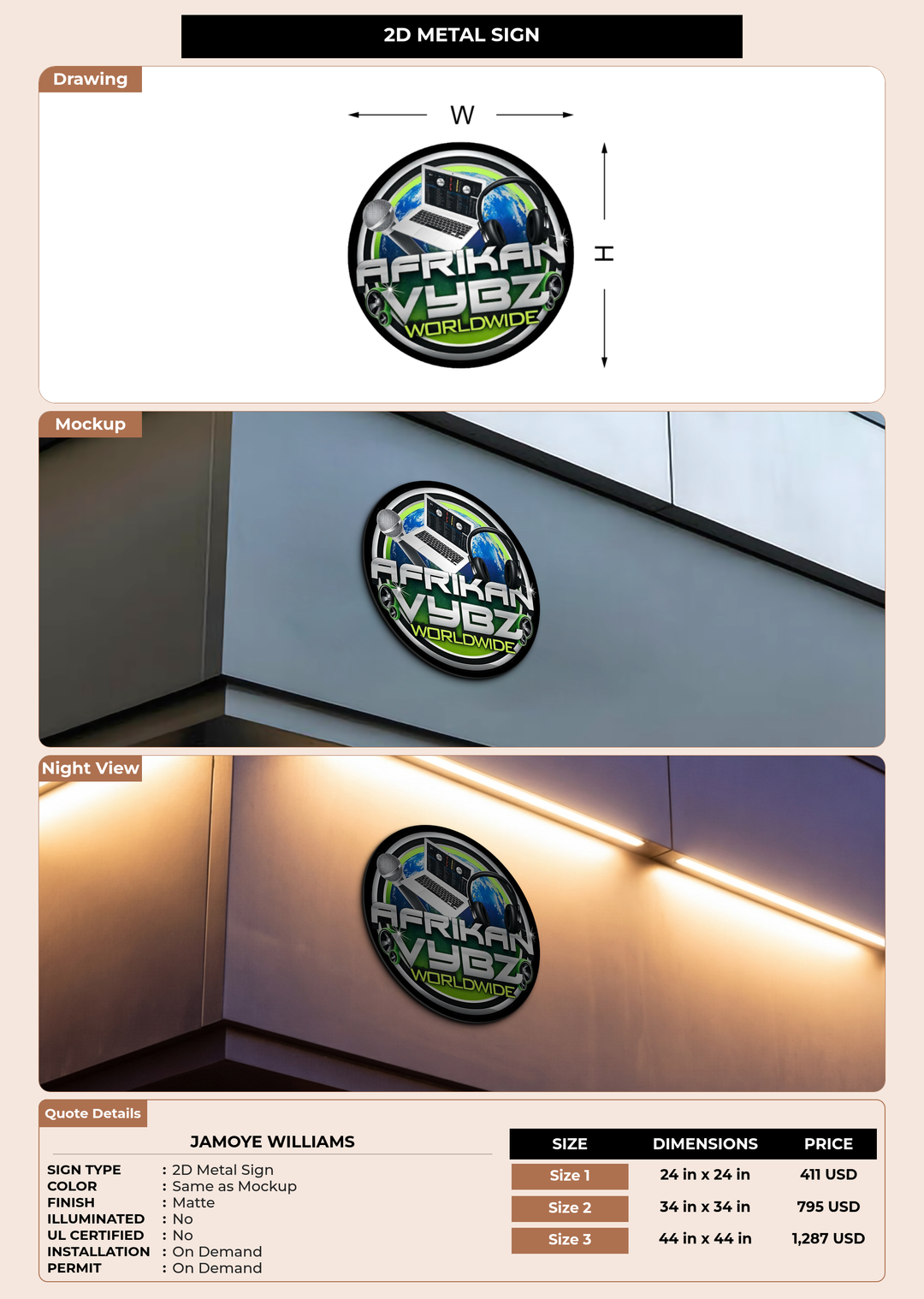CUSTOM MOCKUP SIGN FOR JAMOYE WILLIAMS