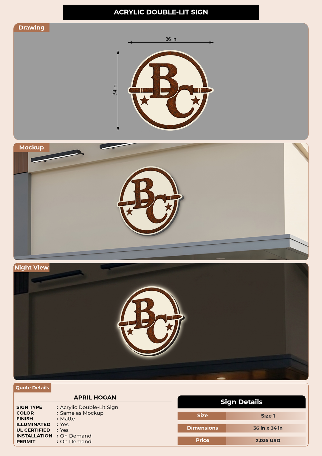 CUSTOM MOCKUP SIGN FOR April hogan