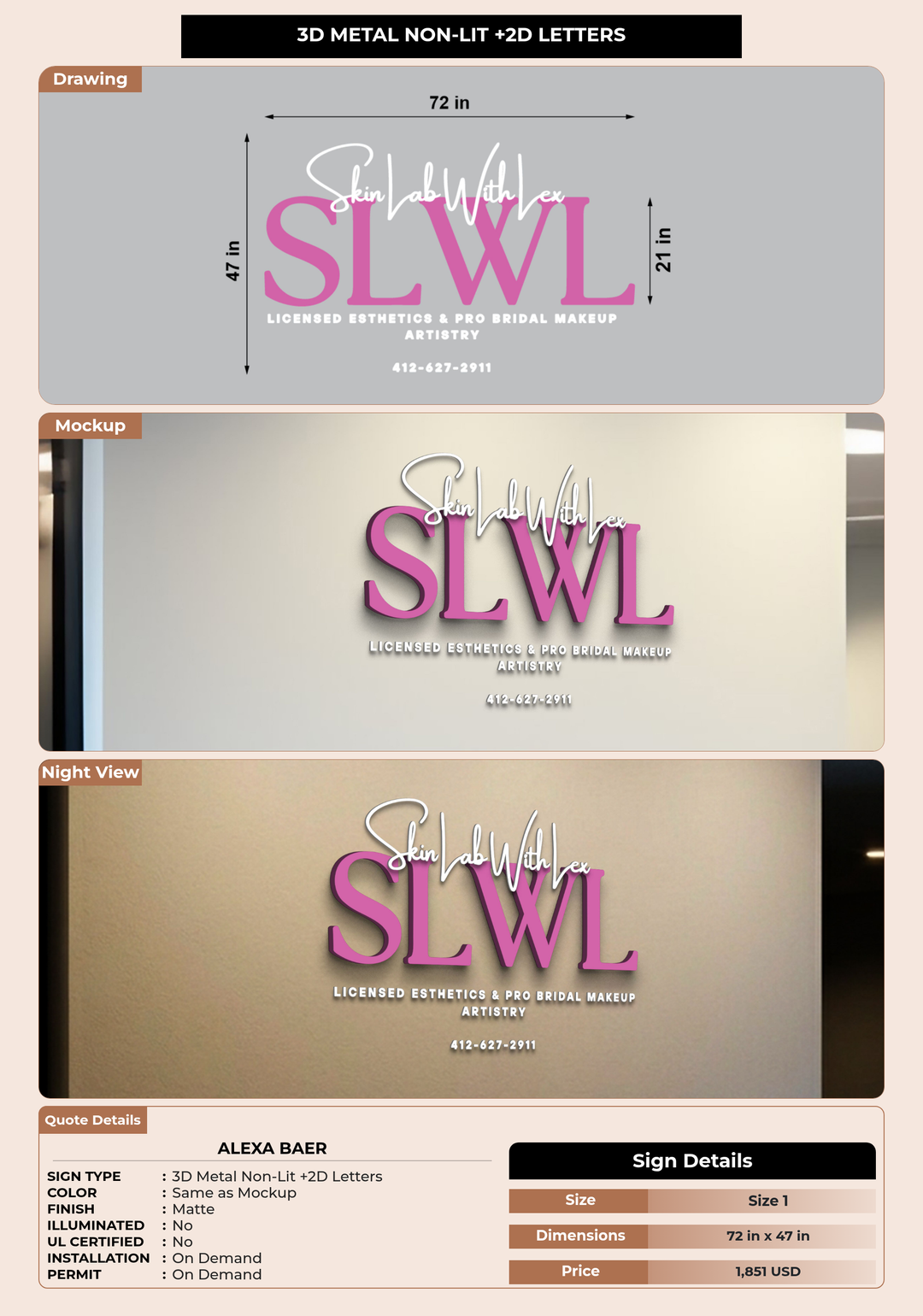 CUSTOM MOCKUP SIGN FOR Alexa Baer