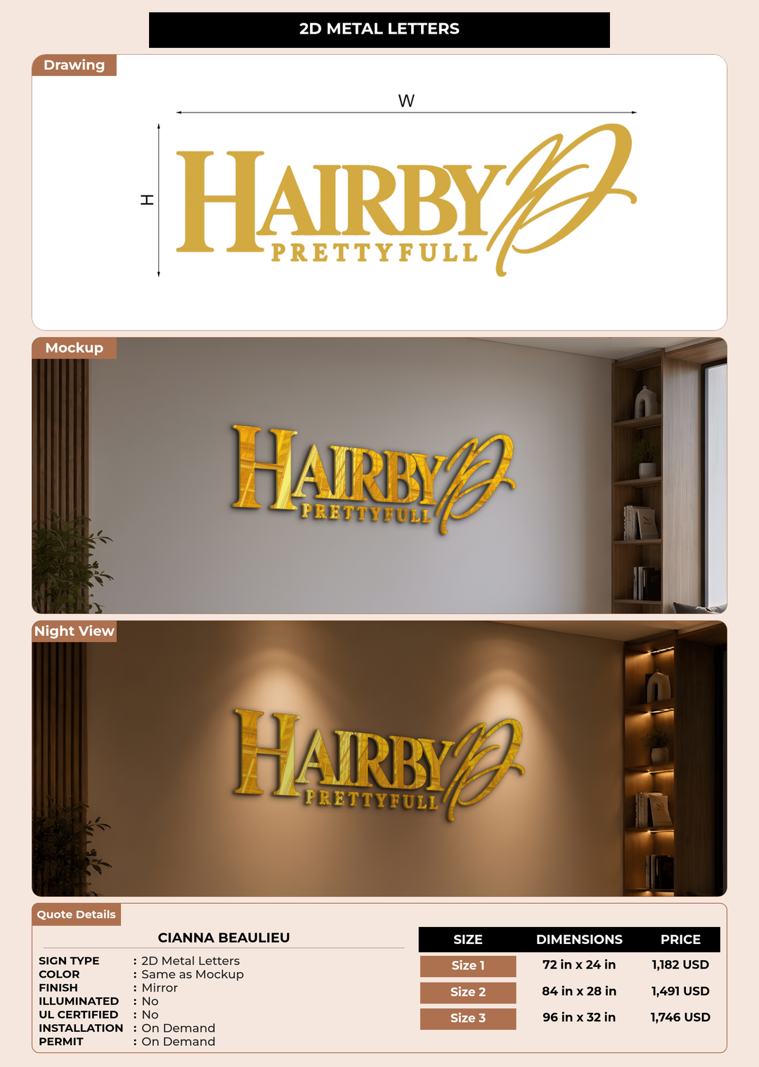 CUSTOM MOCKUP SIGN FOR Cianna Beaulieu