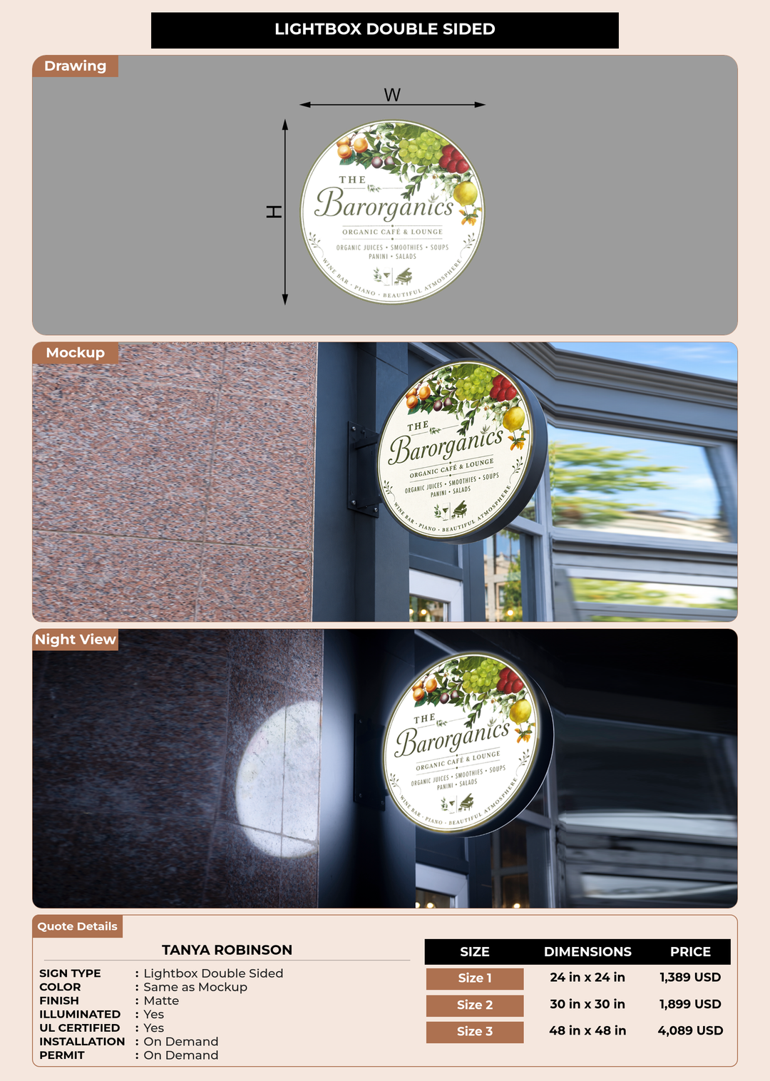 CUSTOM MOCKUP SIGN FOR Tanya Robinson