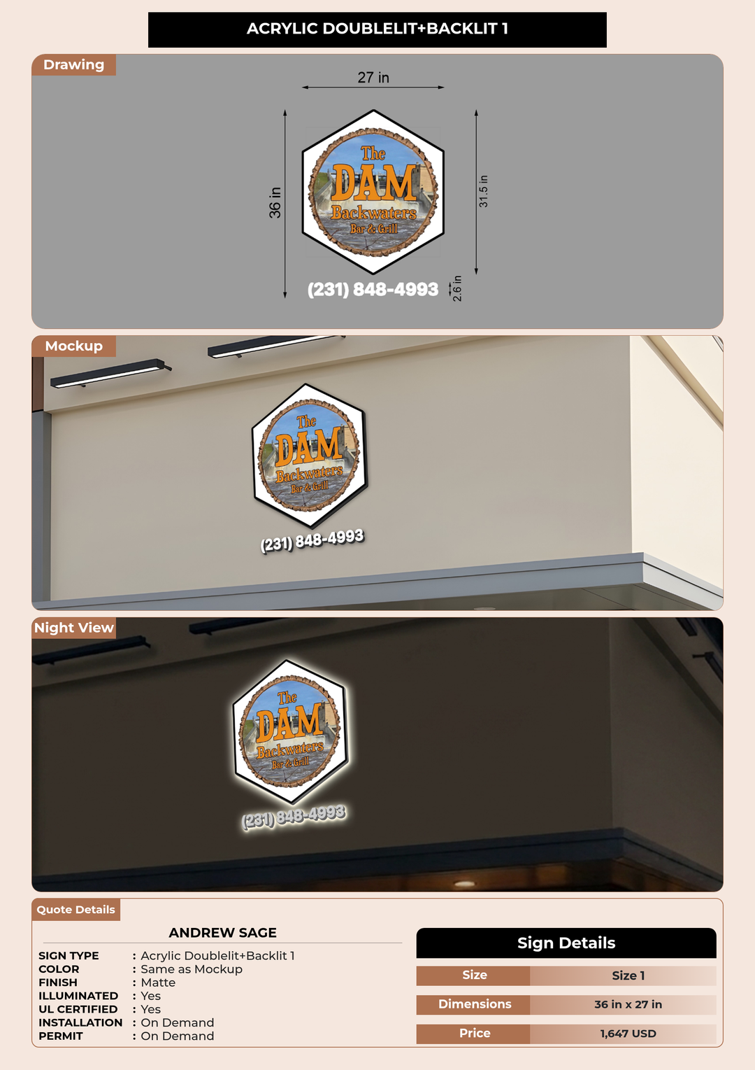 CUSTOM MOCKUP SIGN FOR Andrew Sage