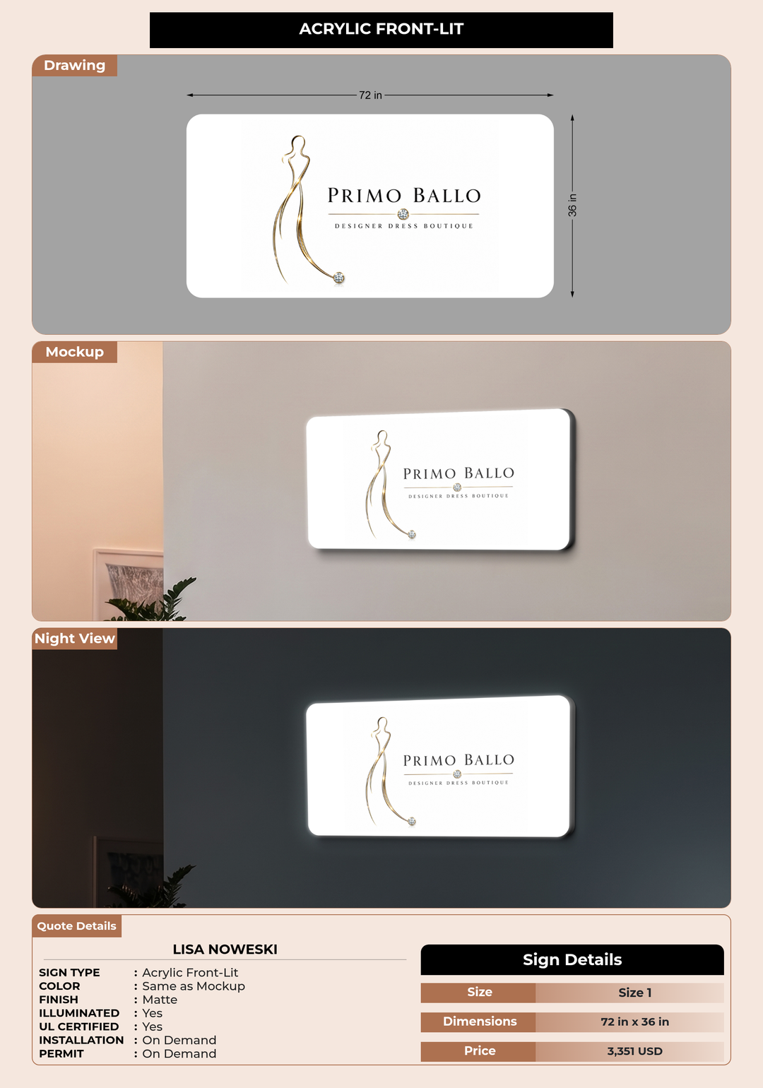 CUSTOM MOCKUP SIGN FOR Lisa Noweski