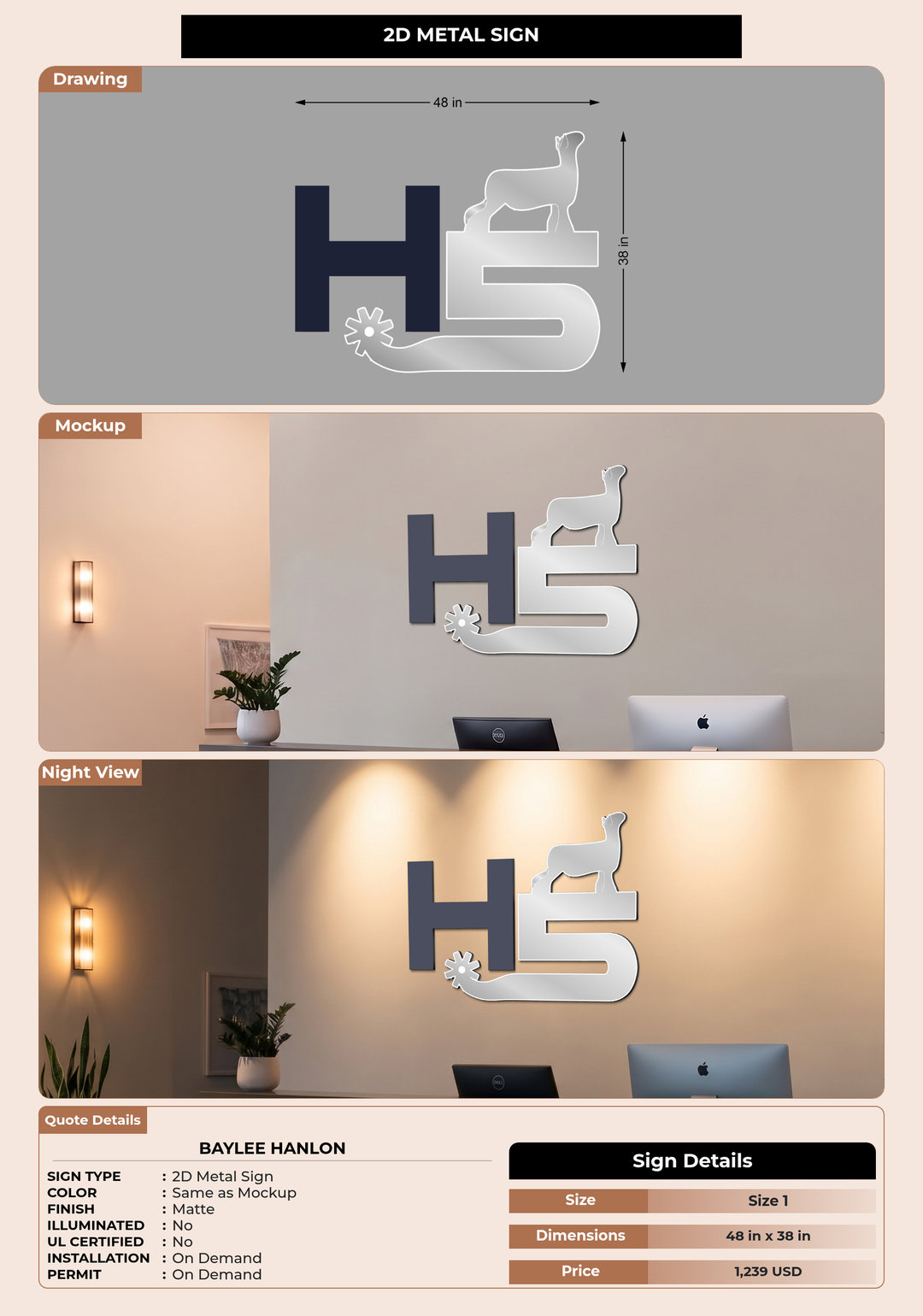 CUSTOM MOCKUP SIGN FOR Baylee Hanlon