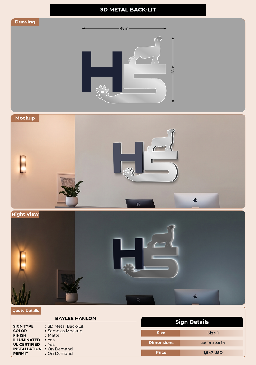 CUSTOM MOCKUP SIGN FOR Baylee Hanlon