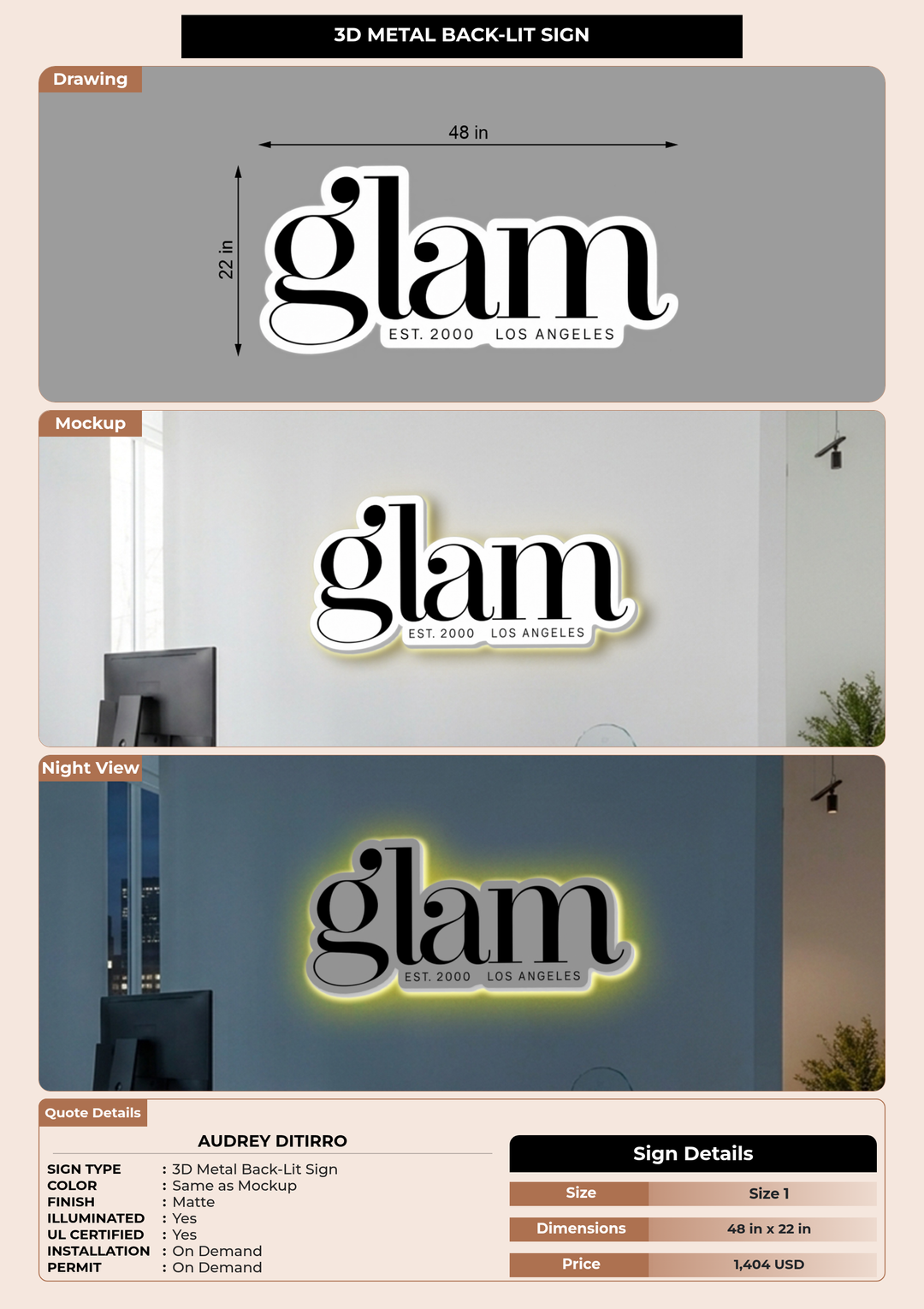 CUSTOM MOCKUP SIGN FOR Audrey DiTirro