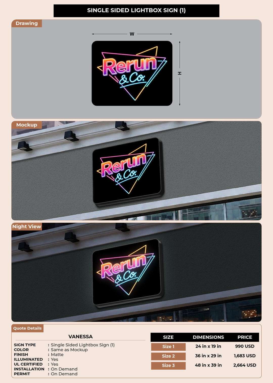 CUSTOM MOCKUP SIGN FOR Vanessa
