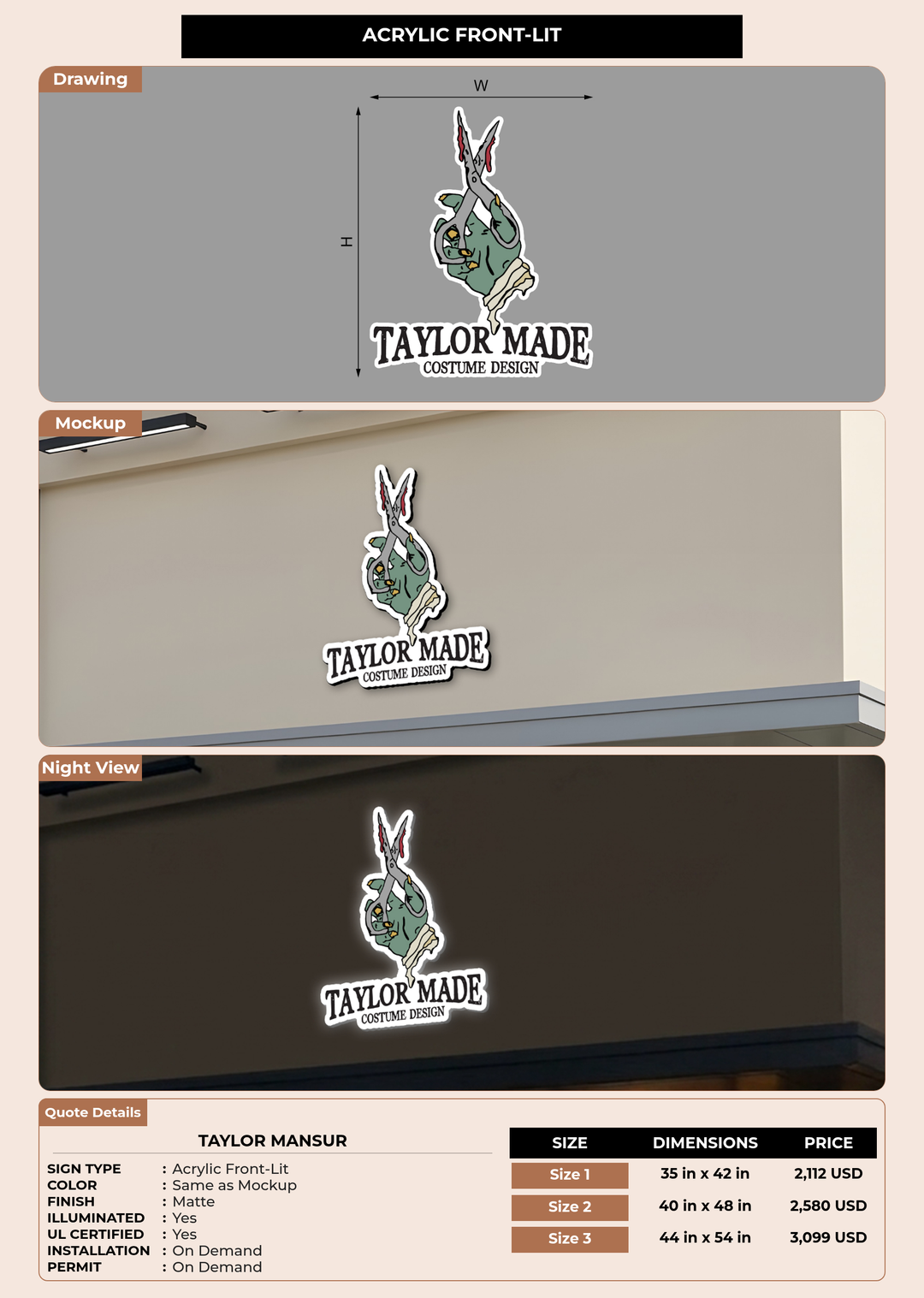 CUSTOM MOCKUP SIGN FOR Taylor Mansur