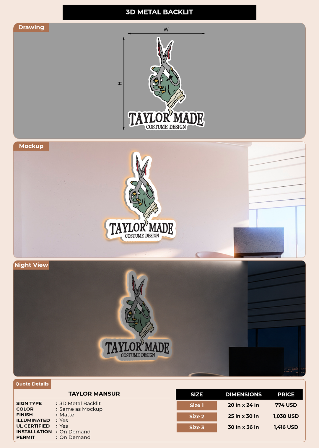 CUSTOM MOCKUP SIGN FOR Taylor Mansur