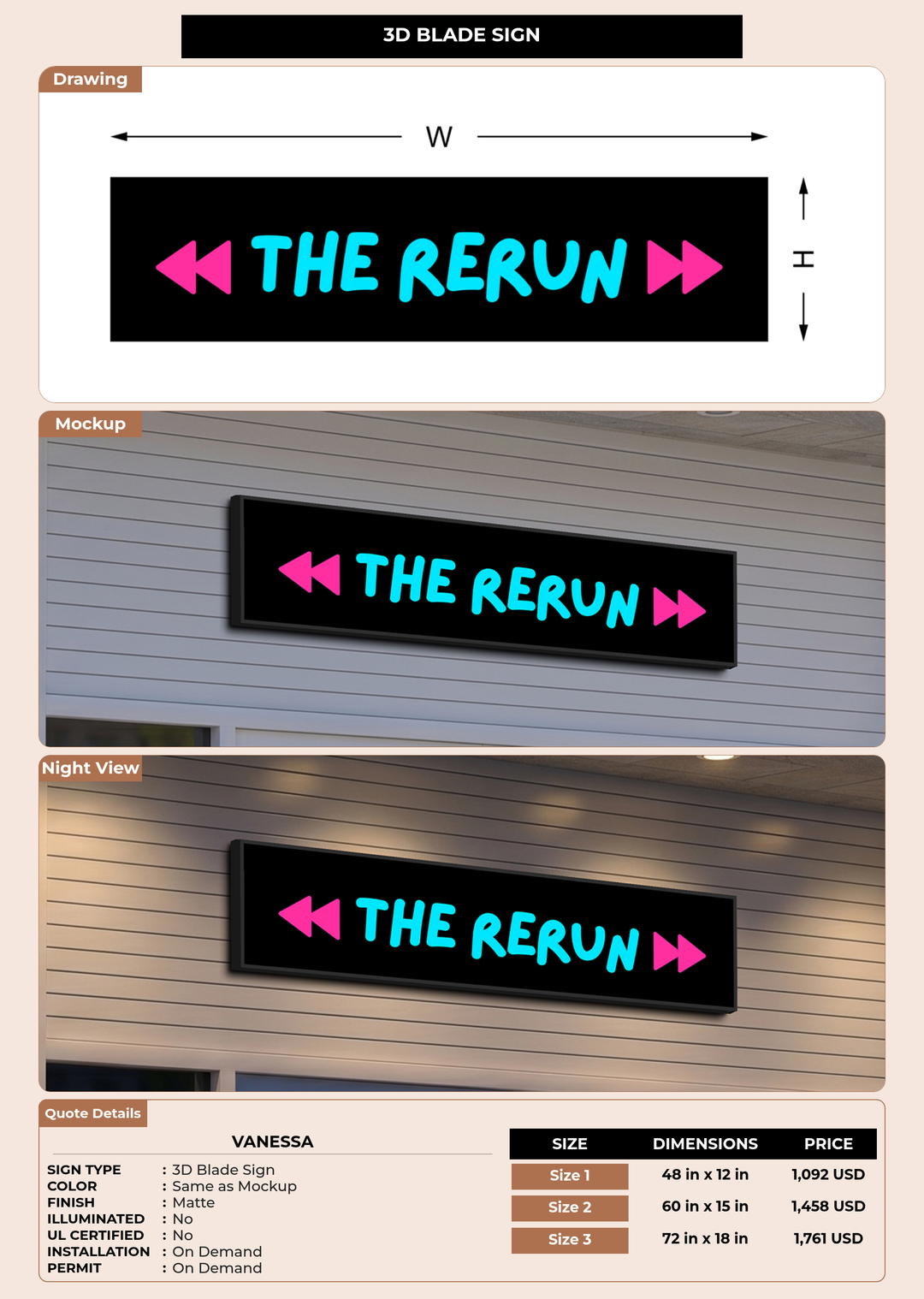 CUSTOM MOCKUP SIGN FOR Vanessa