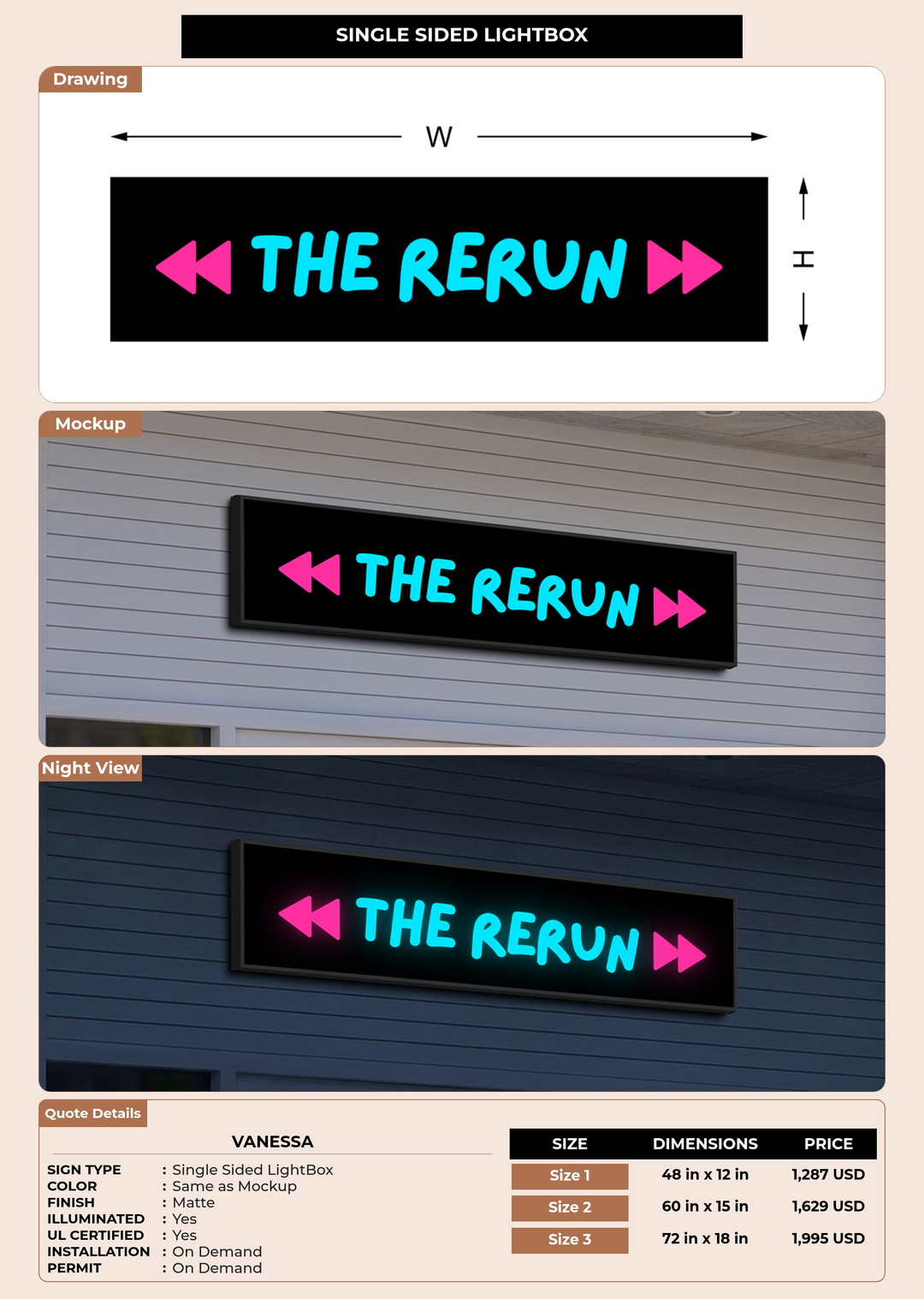 CUSTOM MOCKUP SIGN FOR Vanessa