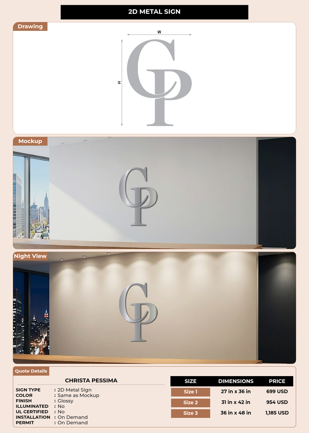 CUSTOM MOCKUP SIGN FOR Christa Pessima