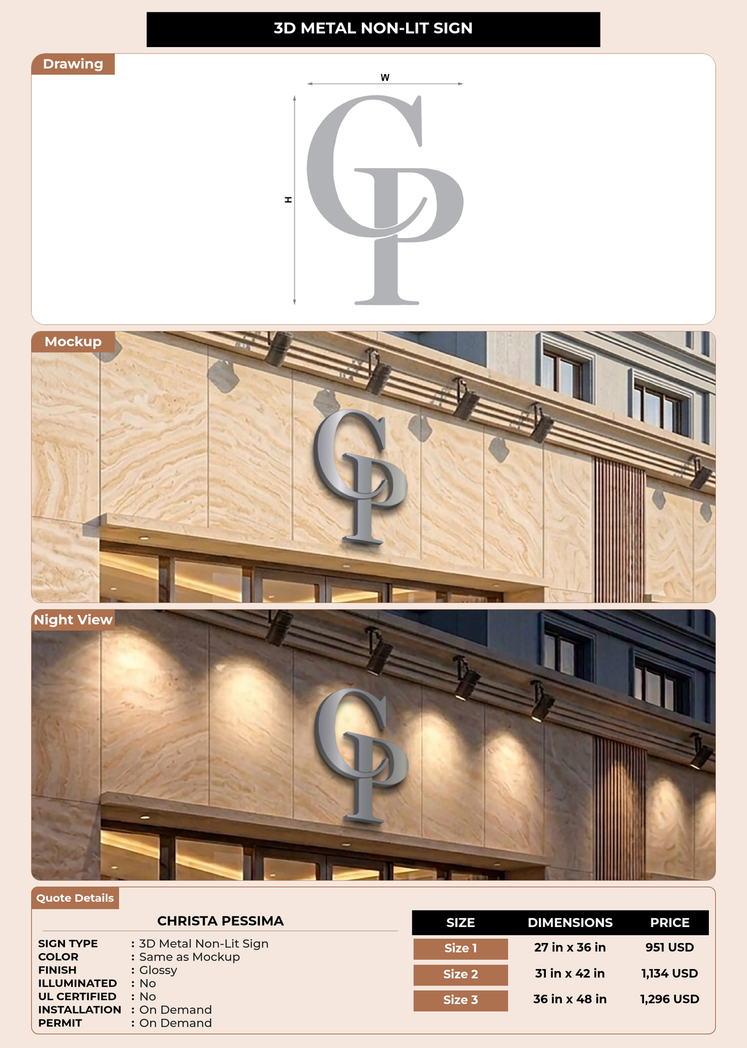CUSTOM MOCKUP SIGN FOR Christa Pessima