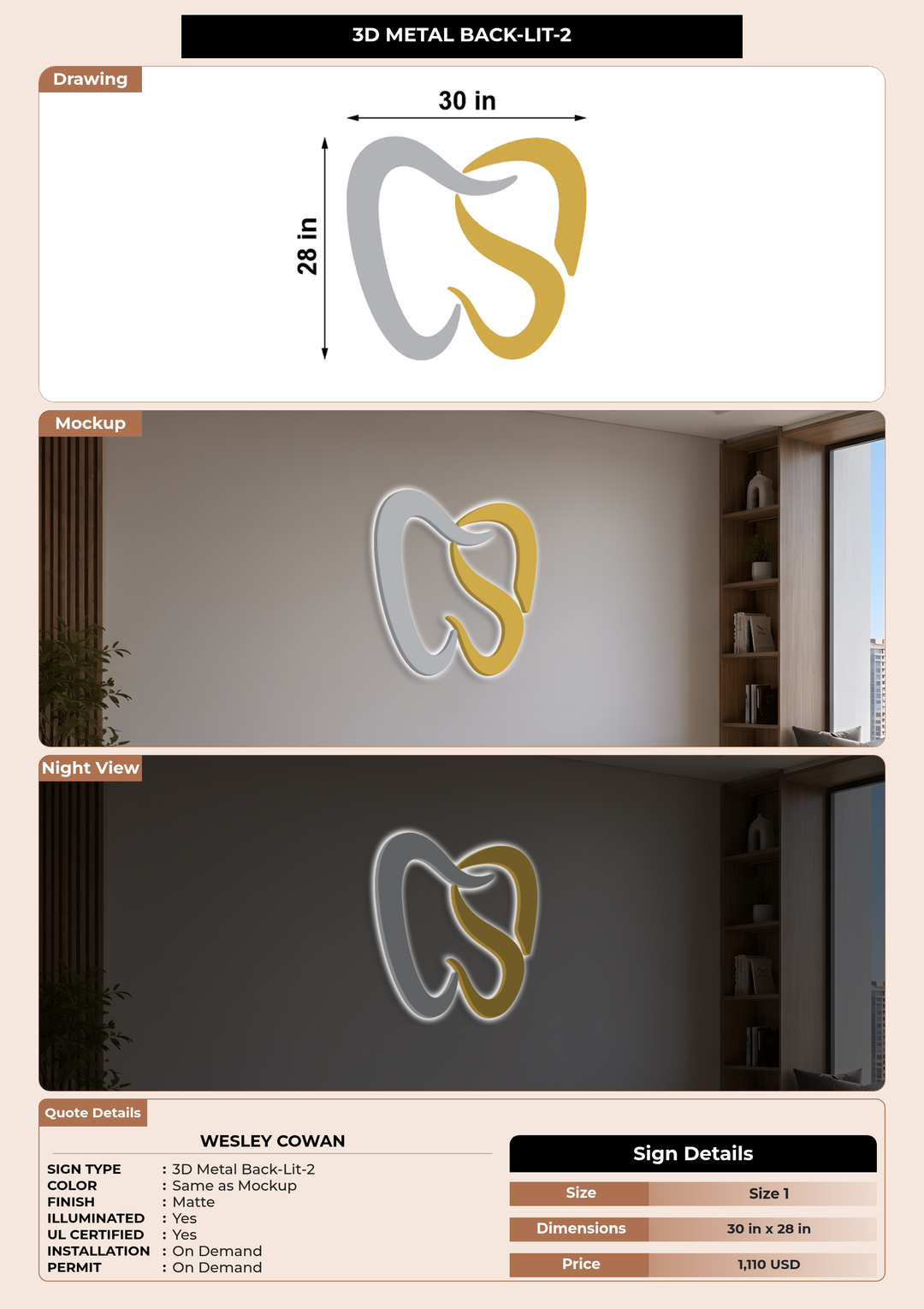 CUSTOM MOCKUP SIGN FOR Wesley Cowan