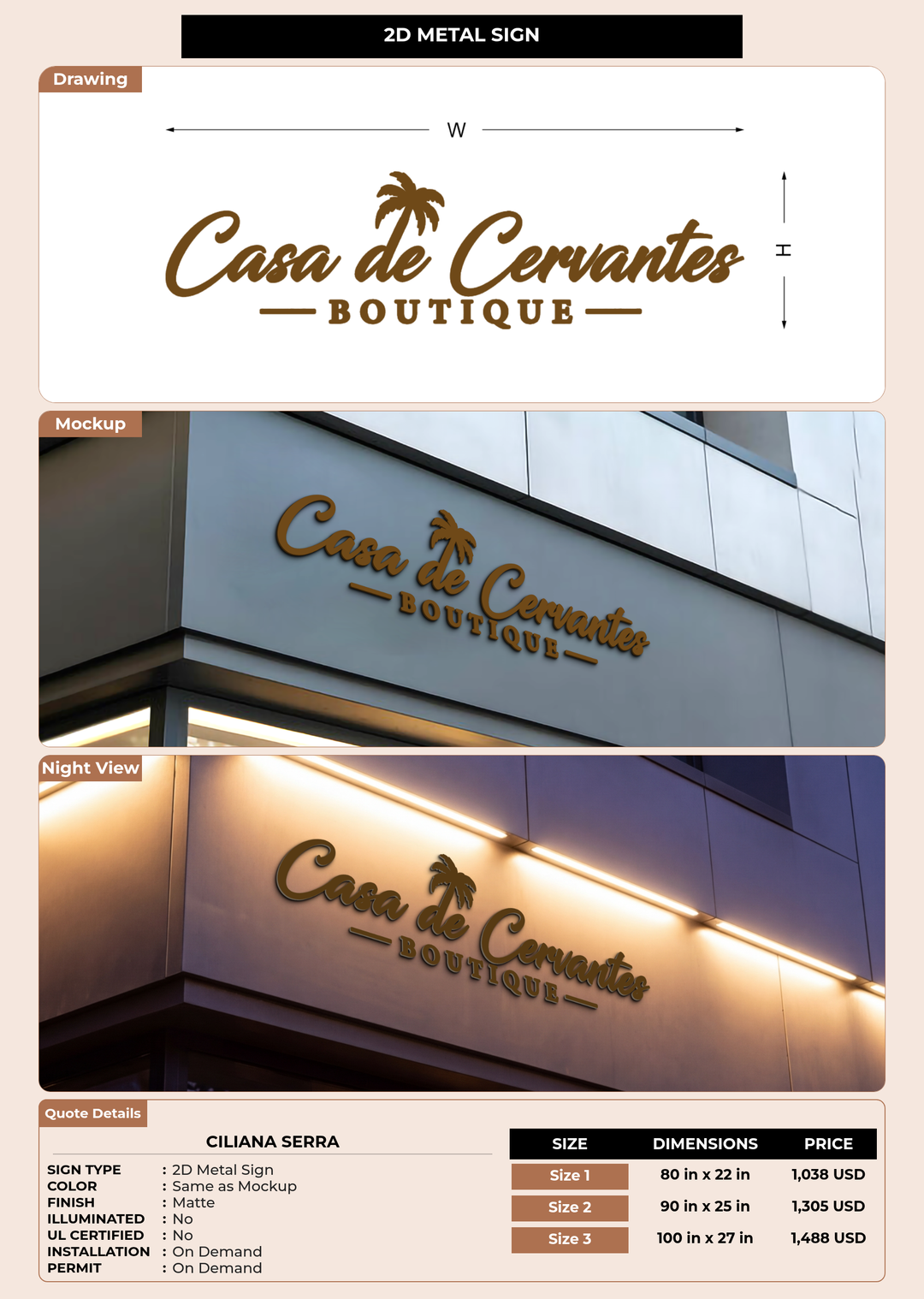 CUSTOM MOCKUP SIGN FOR Ciliana serra